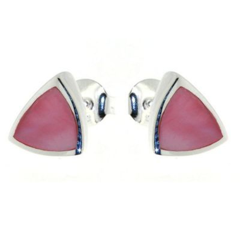 Boucles d'oreilles Triangulaire Argent  Nacre Rose