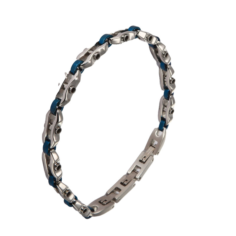 Bracelet Acier Homme gris et bleu