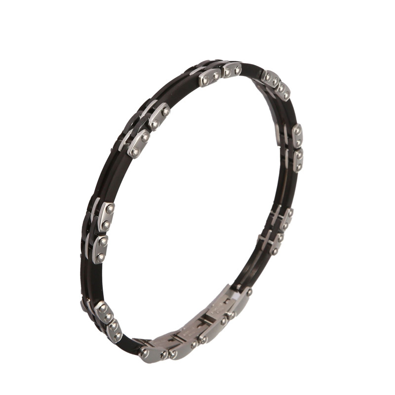 Bracelet Acier Homme gris et noir mat