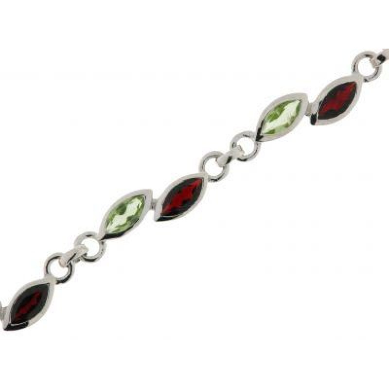 Bracelet Argent Grenat et Péridot