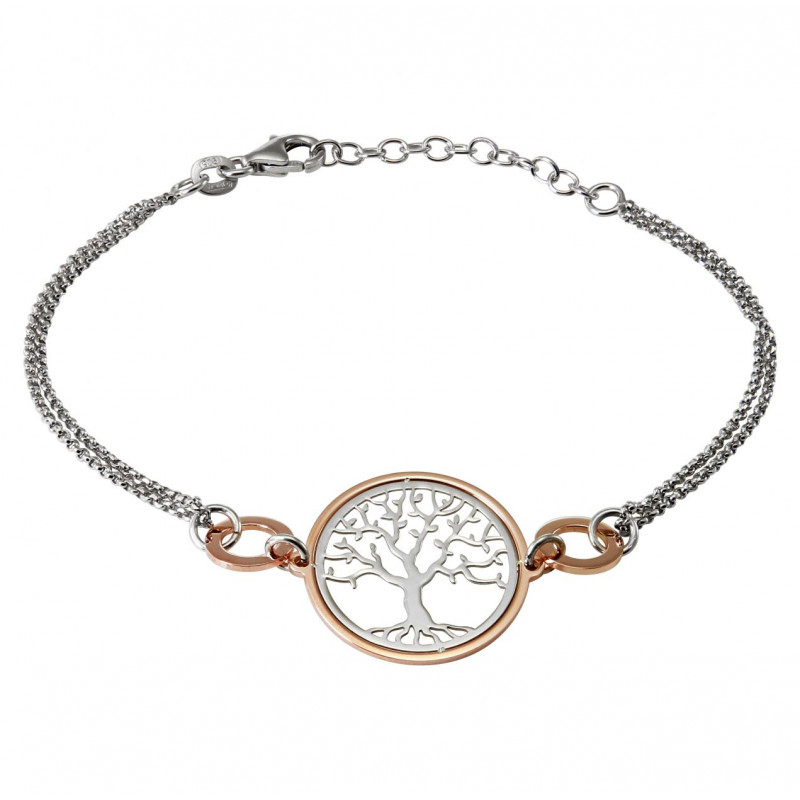 Bracelet argent rhodié arbre de vie 2 tons