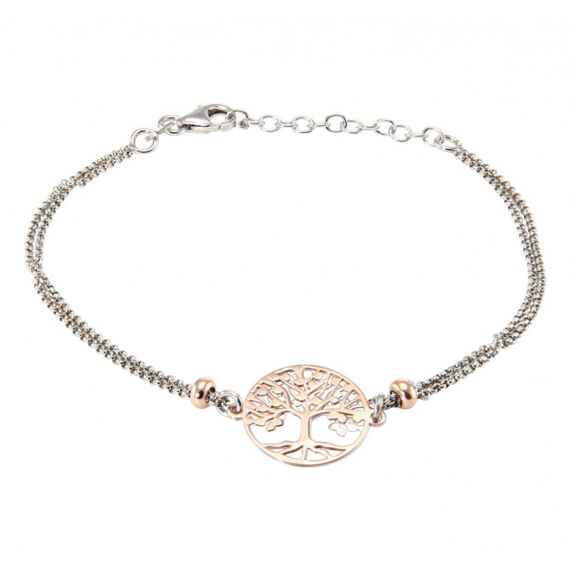 Bracelet argent rhodié arbre de vie 2 tons