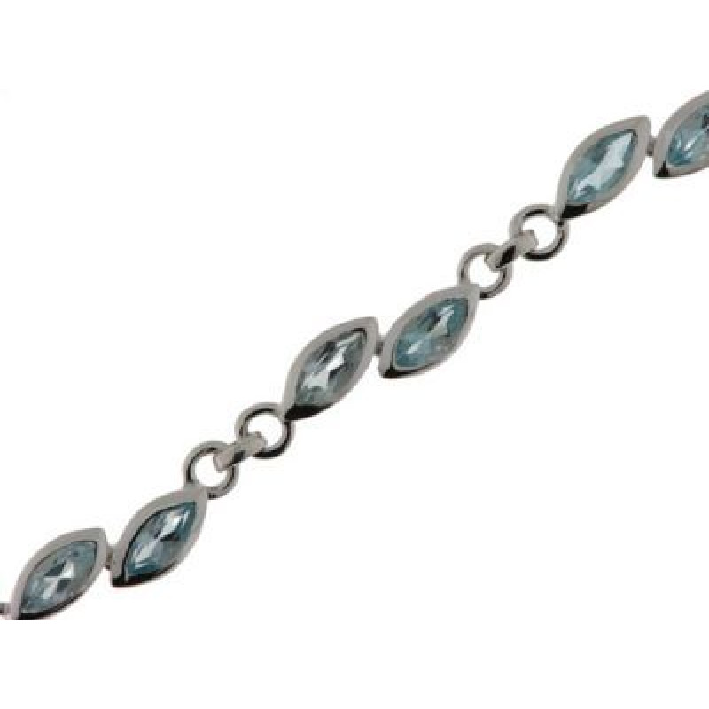 Bracelet Argent Topaze Bleue Traitée Taille Navette