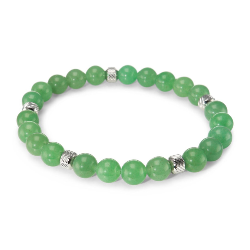 Bracelet Homme Aventurine 8mm et billes striées en acier