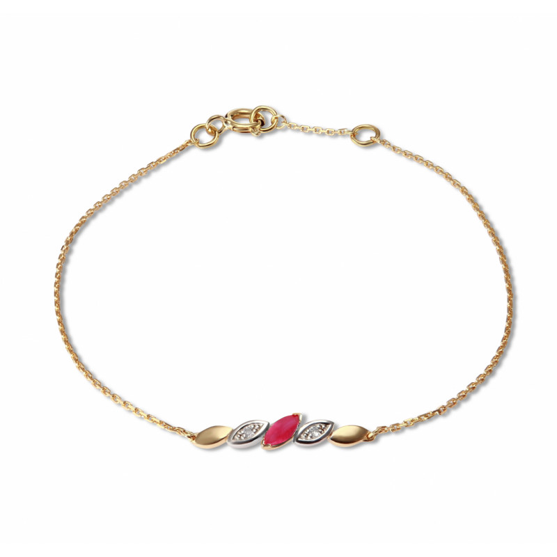 Bracelet Or Jaune 750 Rubis et diamants