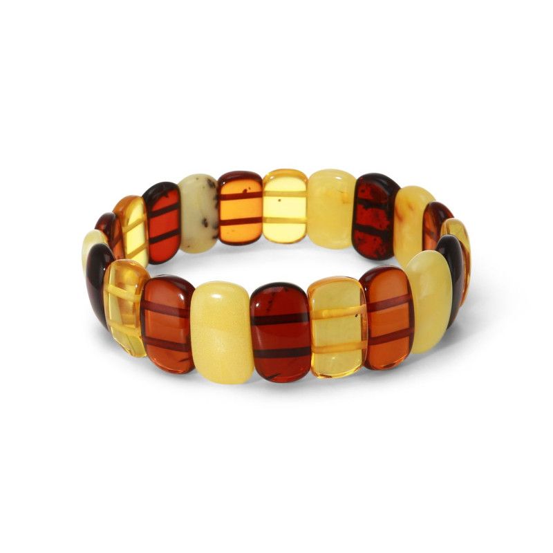 Bracelet Plaquettes Ambre multicolore 17mm x 18.5cm