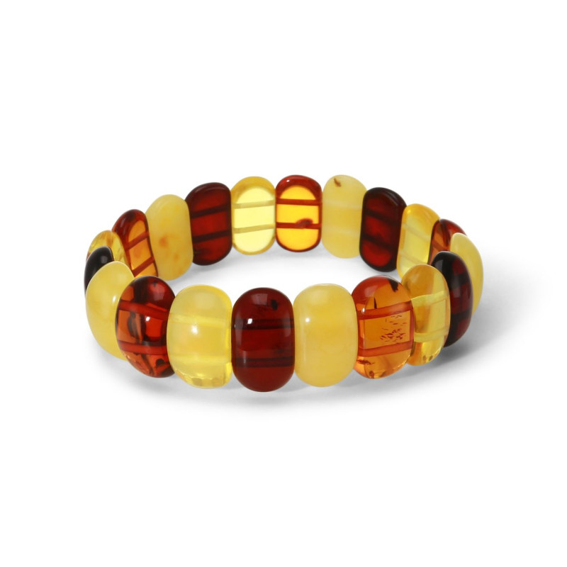 Bracelet Plaquettes Ambre multicolore 17mm x 18cm