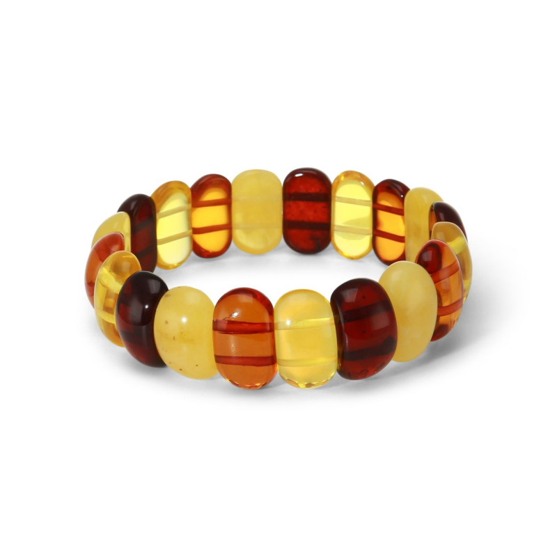 Bracelet Plaquettes Ambre multicolore 17mm x 18cm