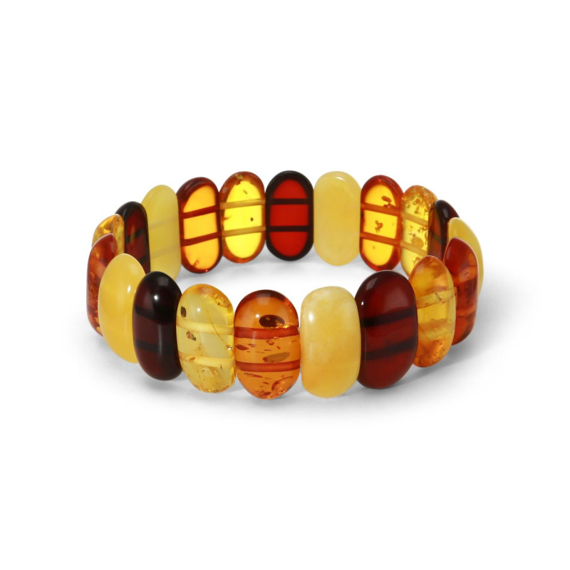 Bracelet Plaquettes Ambre multicolore 19mm x 18.5cm