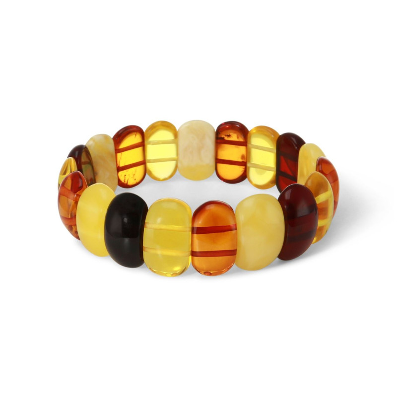 Bracelet Plaquettes Ambre multicolore 19mm x 18cm