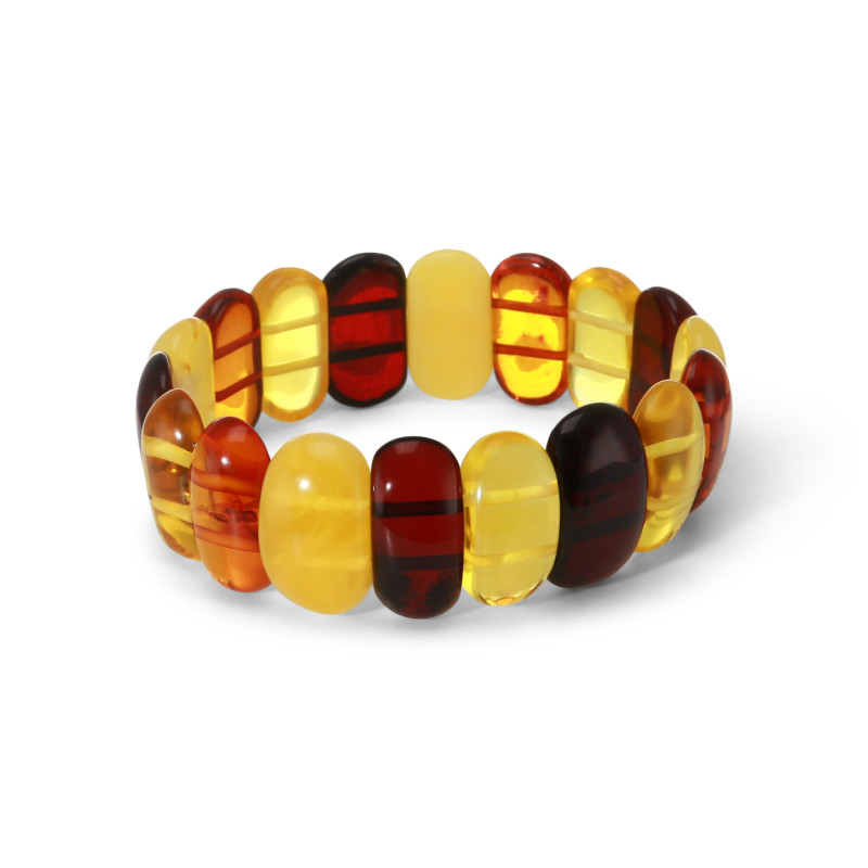 Bracelet Plaquettes Ambre Multicolore  20mm x 18cm