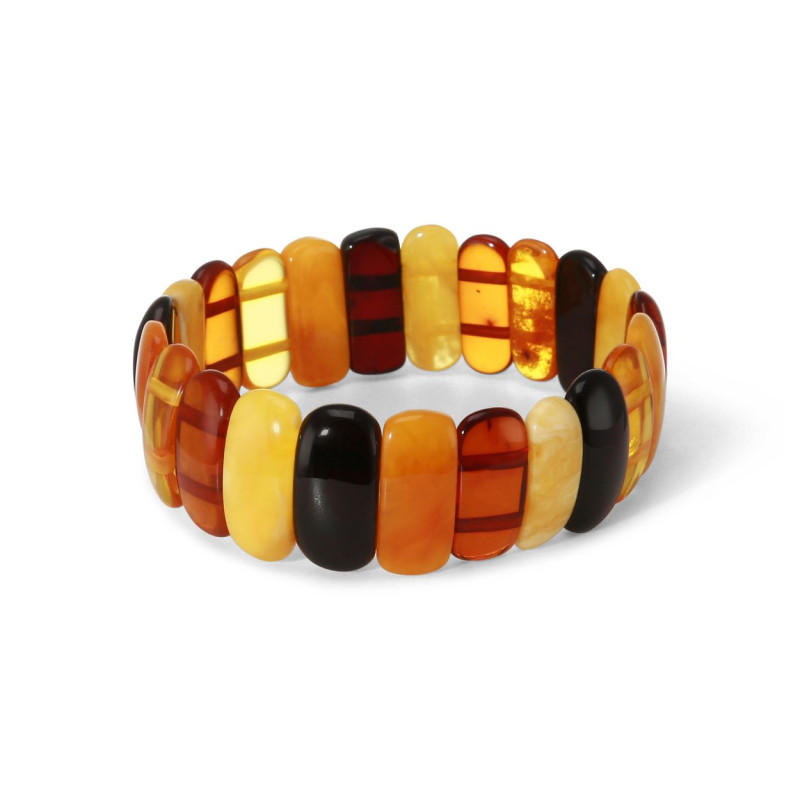 Bracelet Plaquettes Ambre multicolore 21mm x 18.8cm