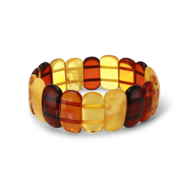 Bracelet Plaquettes Ambre multicolore 22mm x 18cm