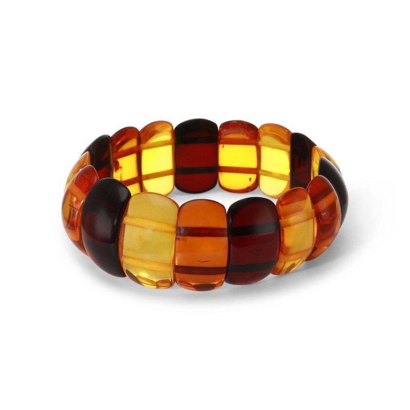 Bracelet Plaquettes Ambre multicolore 22mm x 18cm