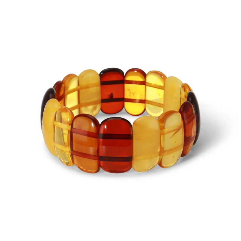 Bracelet Plaquettes Ambre multicolore 23mm x 17.3cm