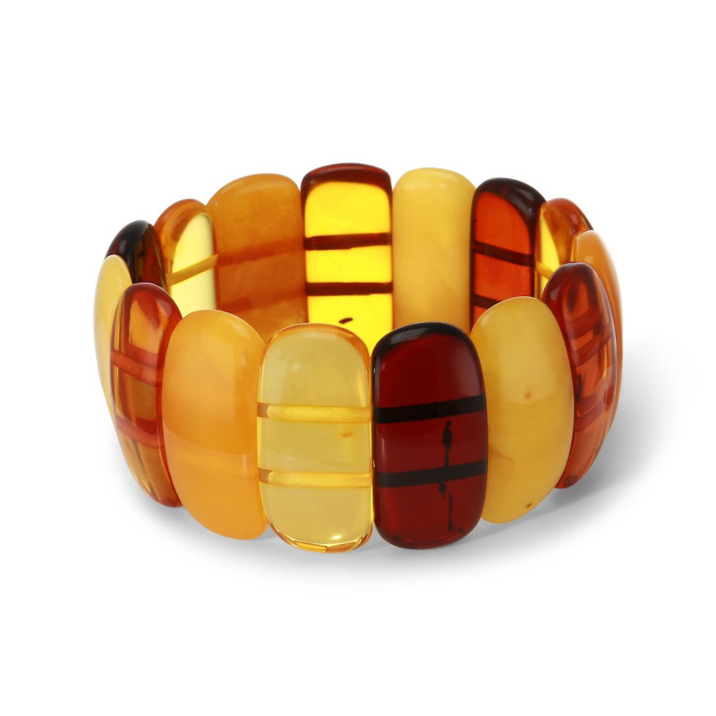 Bracelet Plaquettes Ambre multicolore 30mm x 18.8cm