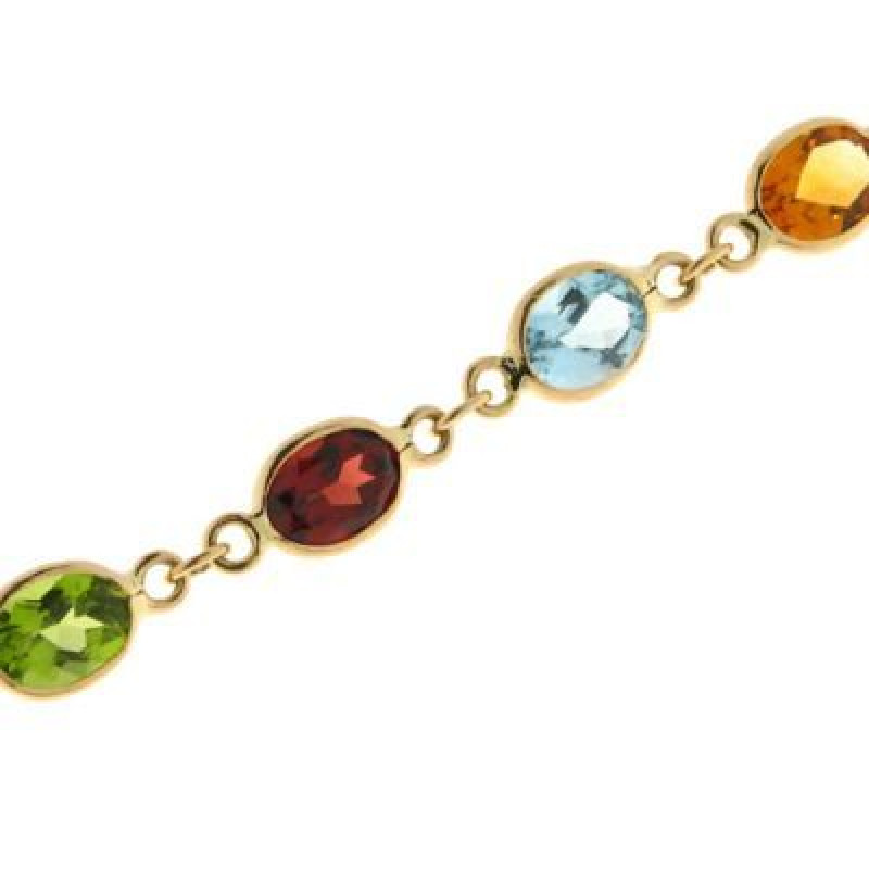 Collier pierres multicolores 8x6mm Or Jaune 375 Ref. 33285