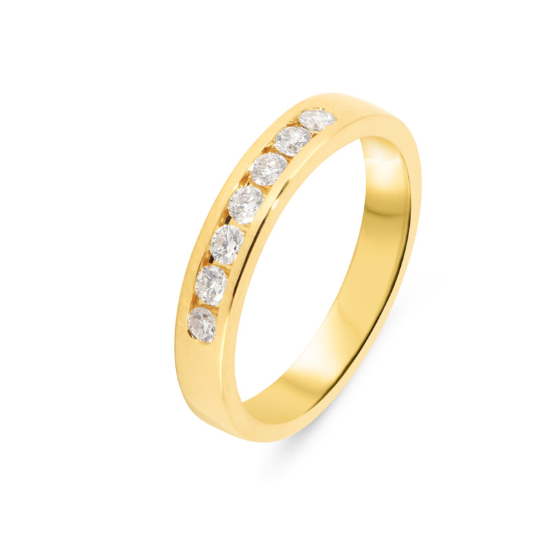 Demi alliance Or Jaune 750 Diamant 0.40 carat Serti Rail