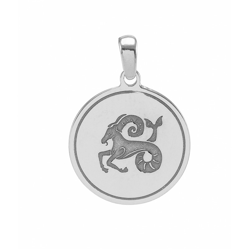 Médaille argent rhodié signe astrologique du capricorne