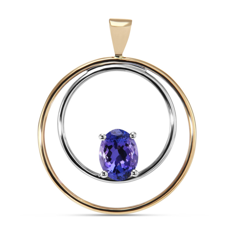 Pendentif 2 Ors 750 Tanzanite AAA ovale 8x6mm