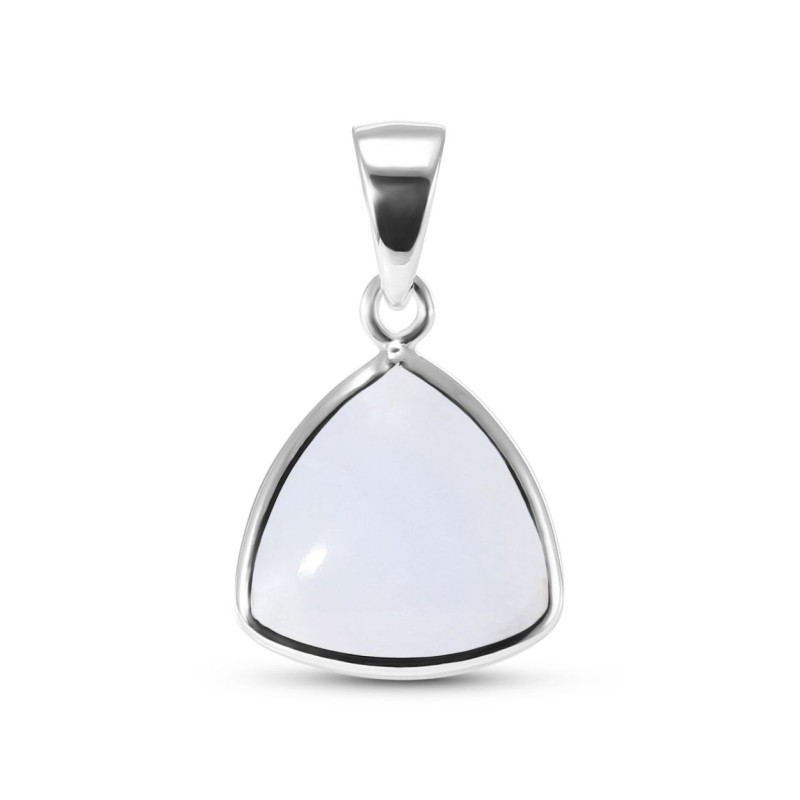 Pendentif Argent 925 Calcédoine Triangulaire 10x10mm Cabochon