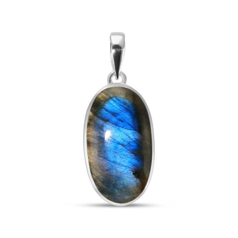 Pendentif Argent 925 Labradorite Ovale 16x29mm