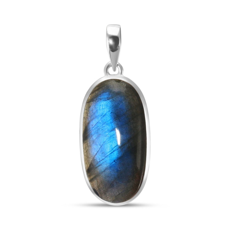 Pendentif Argent 925 Labradorite Ovale 16x31mm