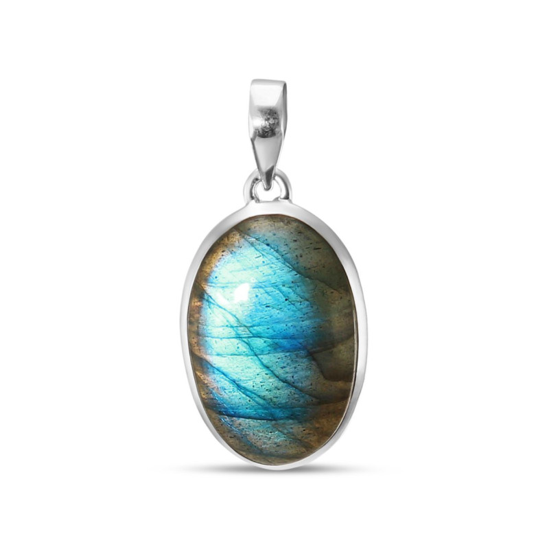 Pendentif Argent 925 Labradorite Ovale 17x26mm