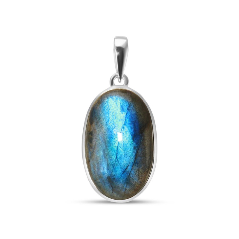 Pendentif Argent 925 Labradorite Ovale 17x27mm