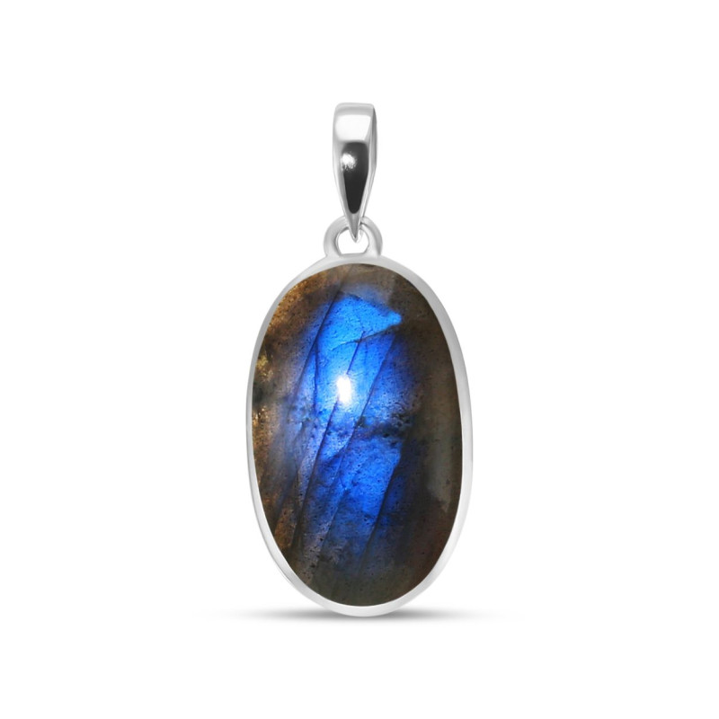 Pendentif Argent 925 Labradorite Ovale 17x28mm