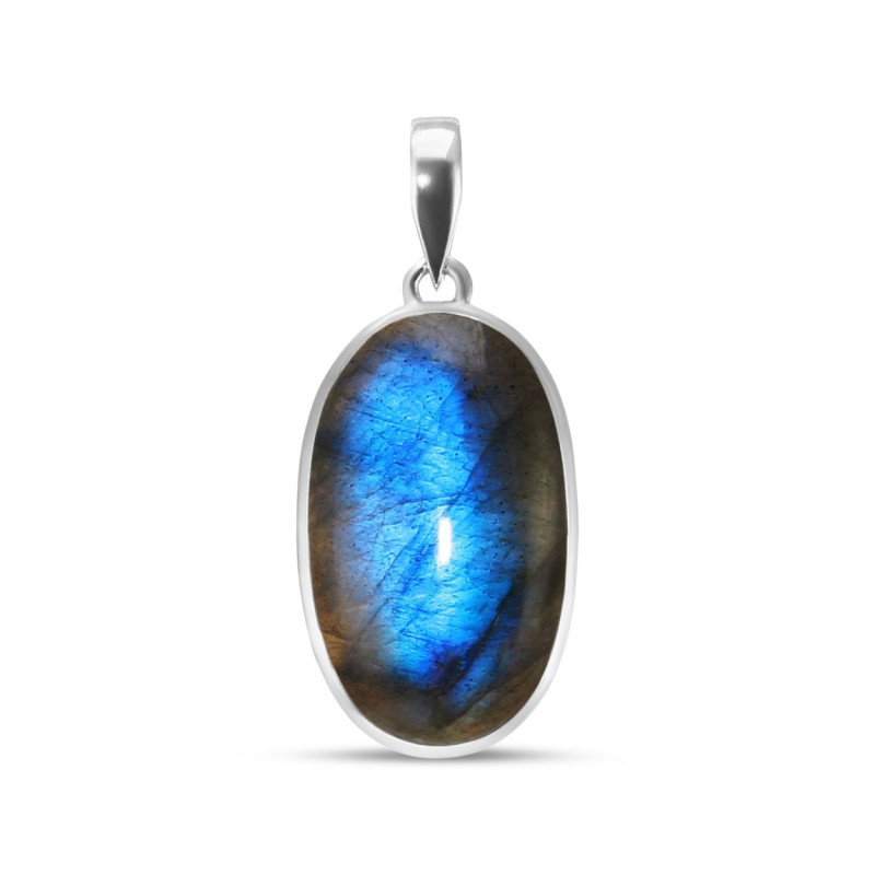 Pendentif Argent 925 Labradorite Ovale 17x29mm