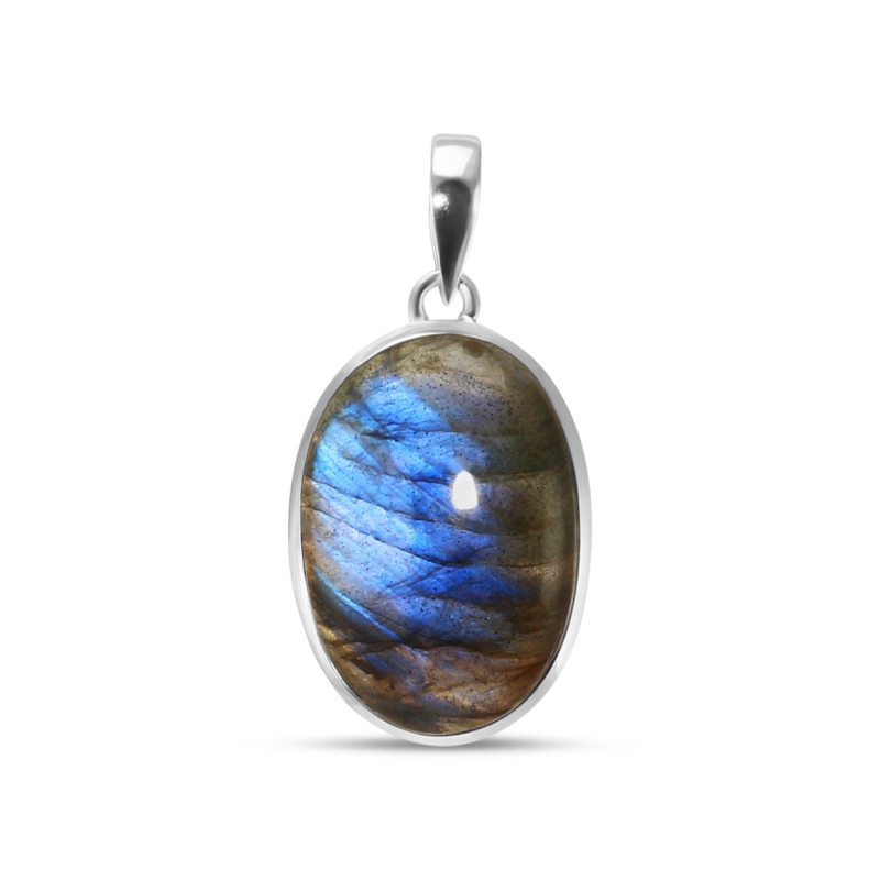 Pendentif Argent 925 Labradorite Ovale 18x26mm