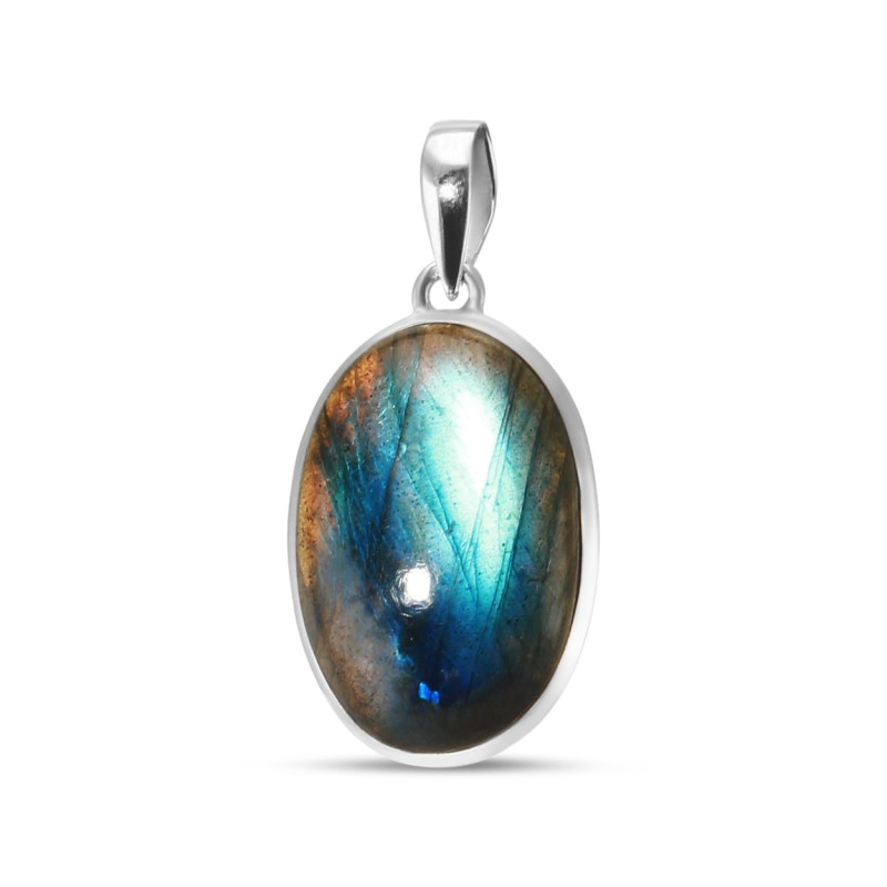 Pendentif Argent 925 Labradorite Ovale 18x27mm