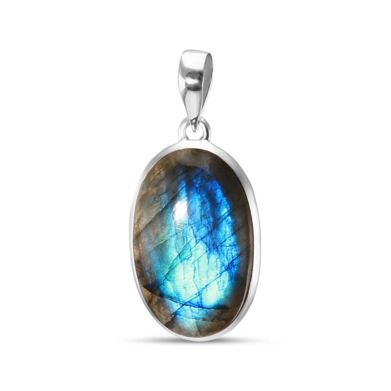 Pendentif Argent 925 Labradorite Ovale 18x28mm