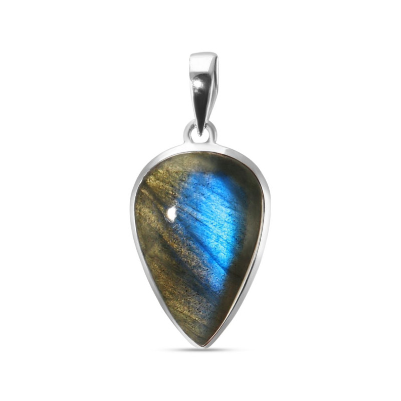 Pendentif Argent 925 Labradorite Ovale 18x28mm