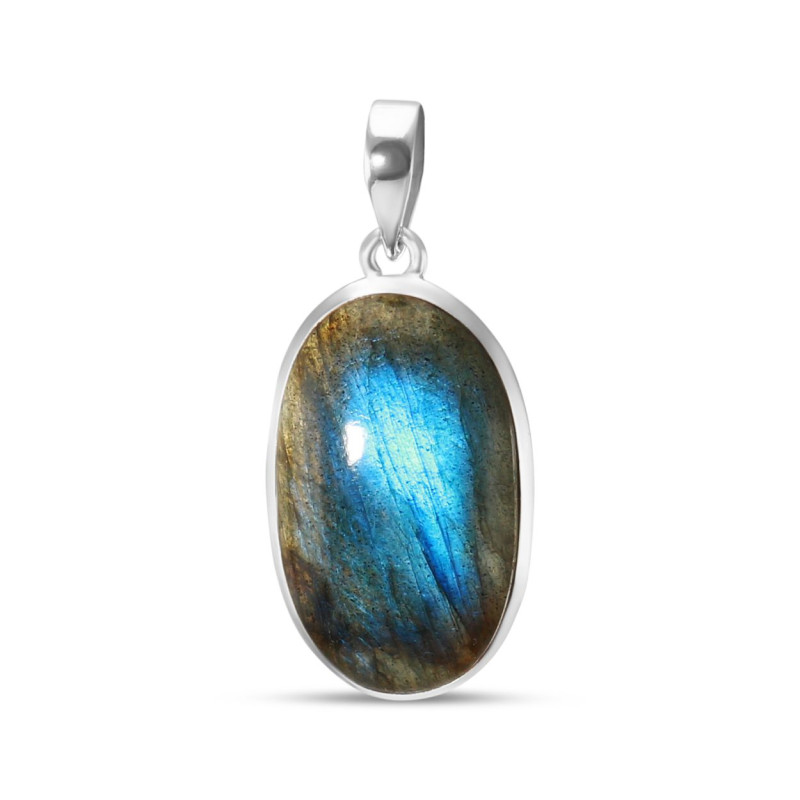 Pendentif Argent 925 Labradorite Ovale 18x29mm