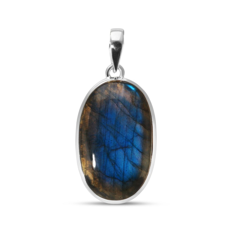 Pendentif Argent 925 Labradorite Ovale 18x30mm