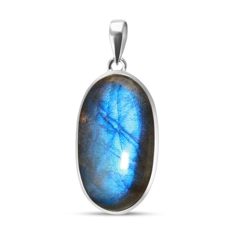 Pendentif Argent 925 Labradorite Ovale 18x32mm