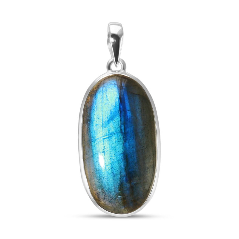 Pendentif Argent 925 Labradorite Ovale 18x34mm