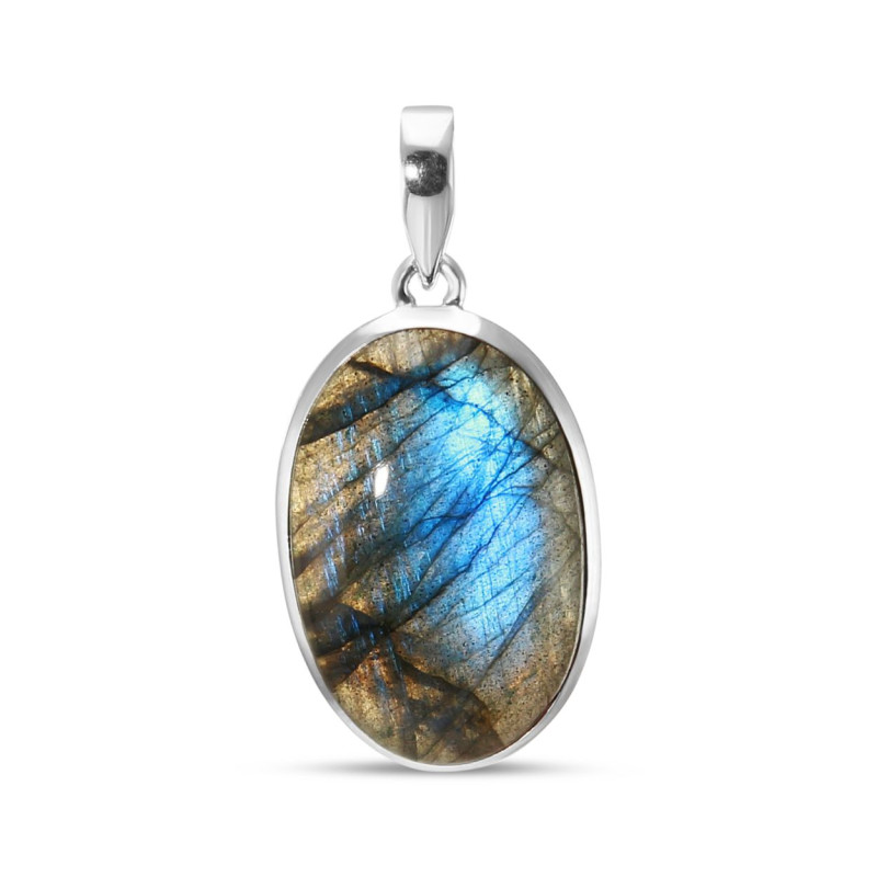 Pendentif Argent 925 Labradorite Ovale 19x28mm