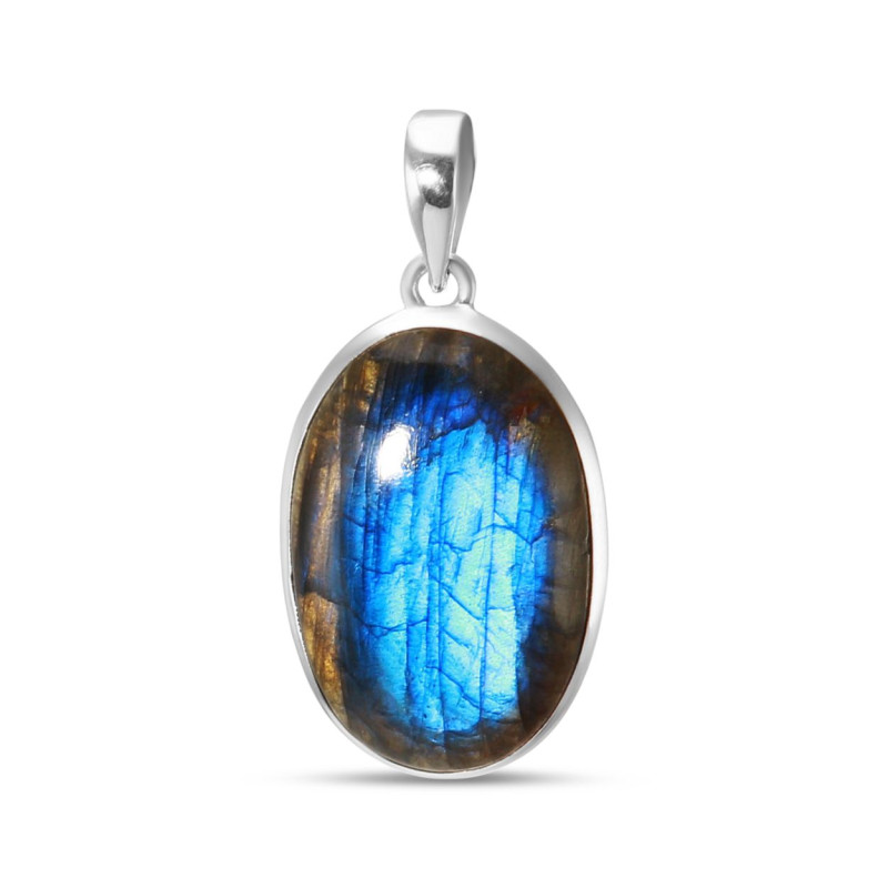 Pendentif Argent 925 Labradorite Ovale 19x29mm