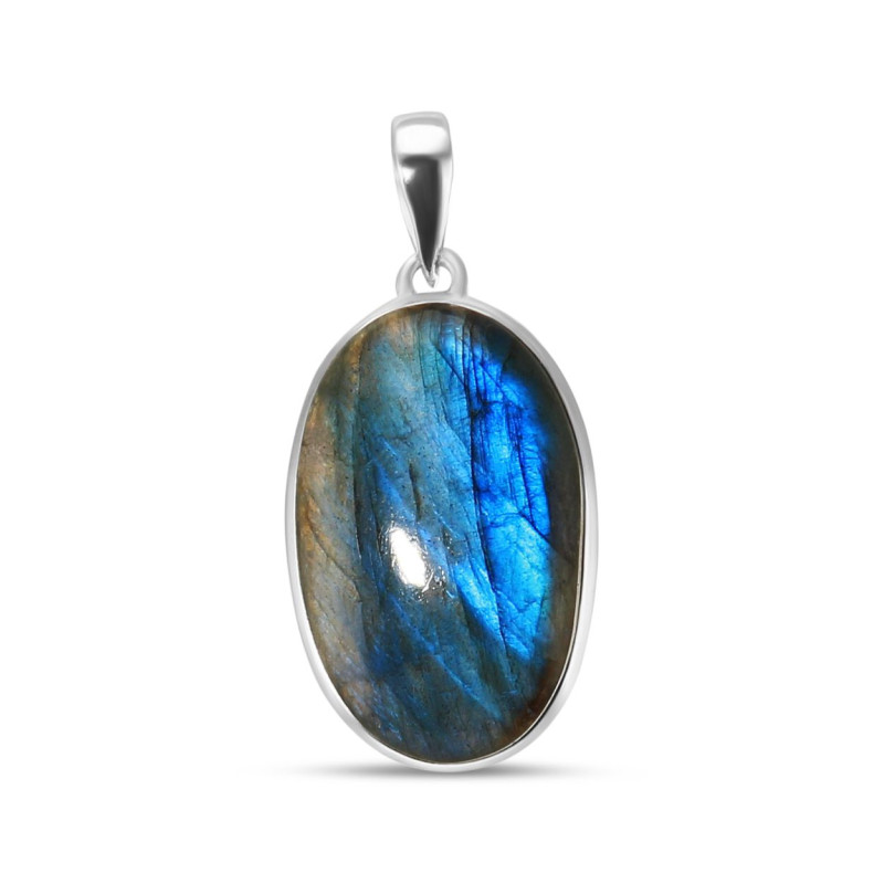 Pendentif Argent 925 Labradorite Ovale 19x31mm