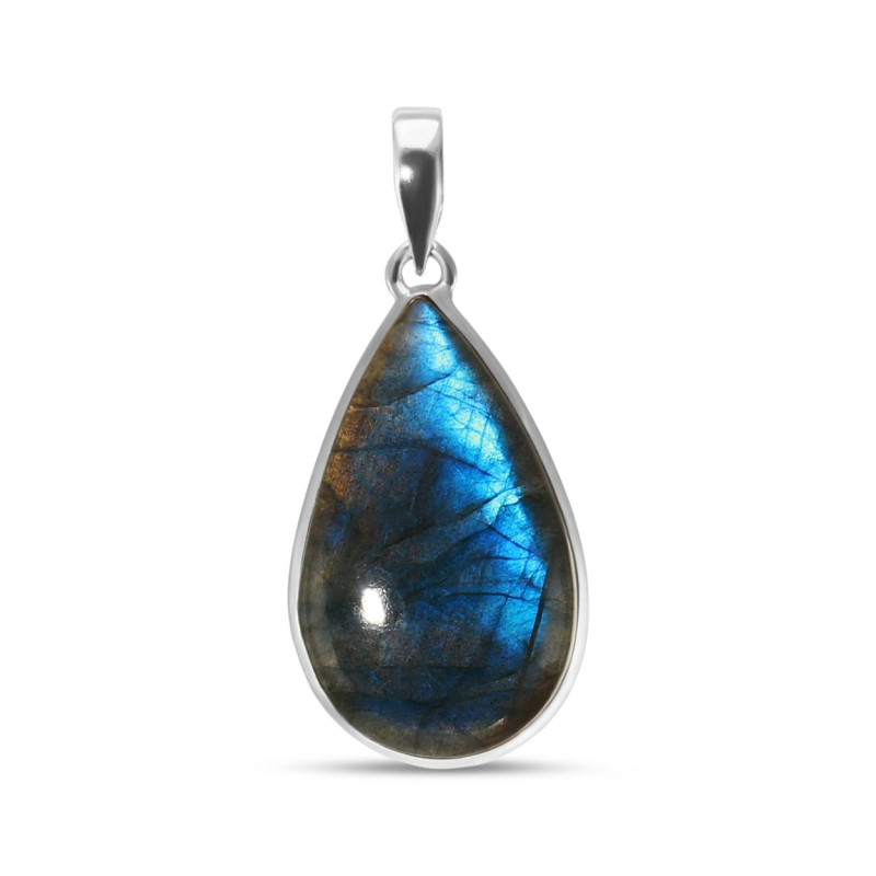 Pendentif Argent 925 Labradorite Ovale 19x31mm