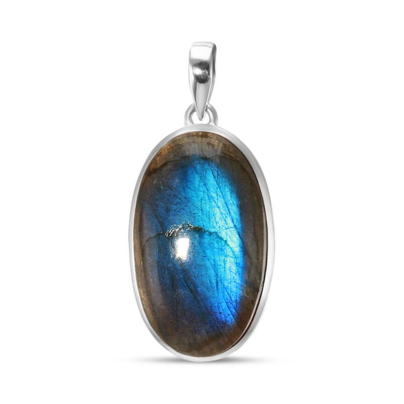 Pendentif Argent 925 Labradorite Ovale 19x32mm