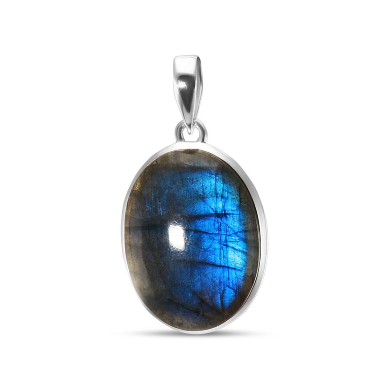 Pendentif Argent 925 Labradorite Ovale 20x27mm