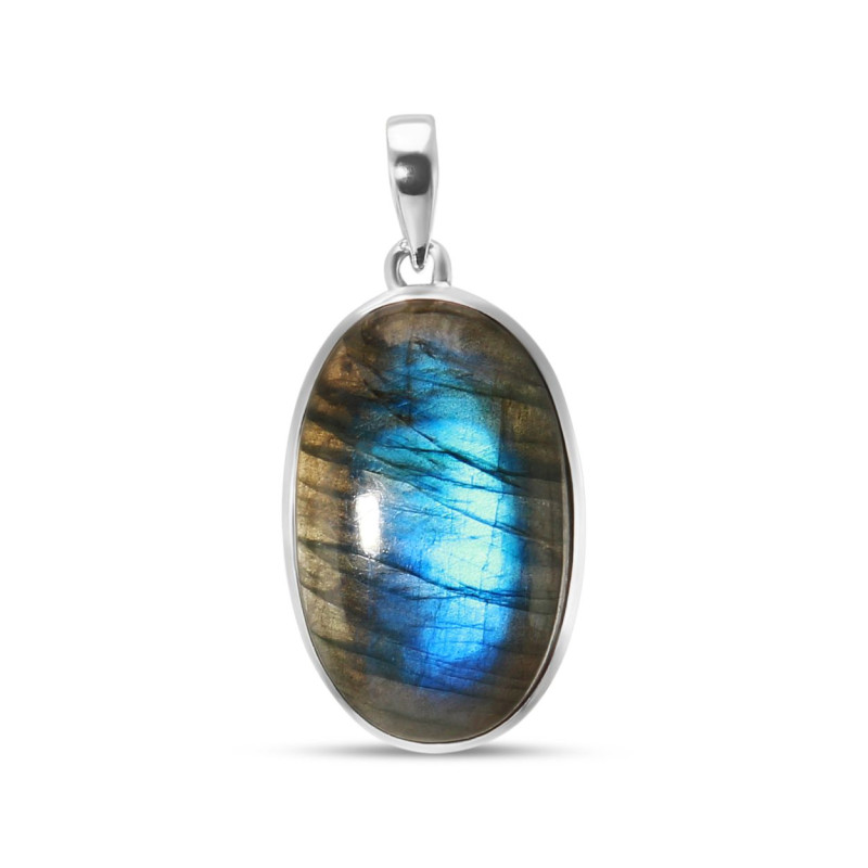 Pendentif Argent 925 Labradorite Ovale 20x31mm