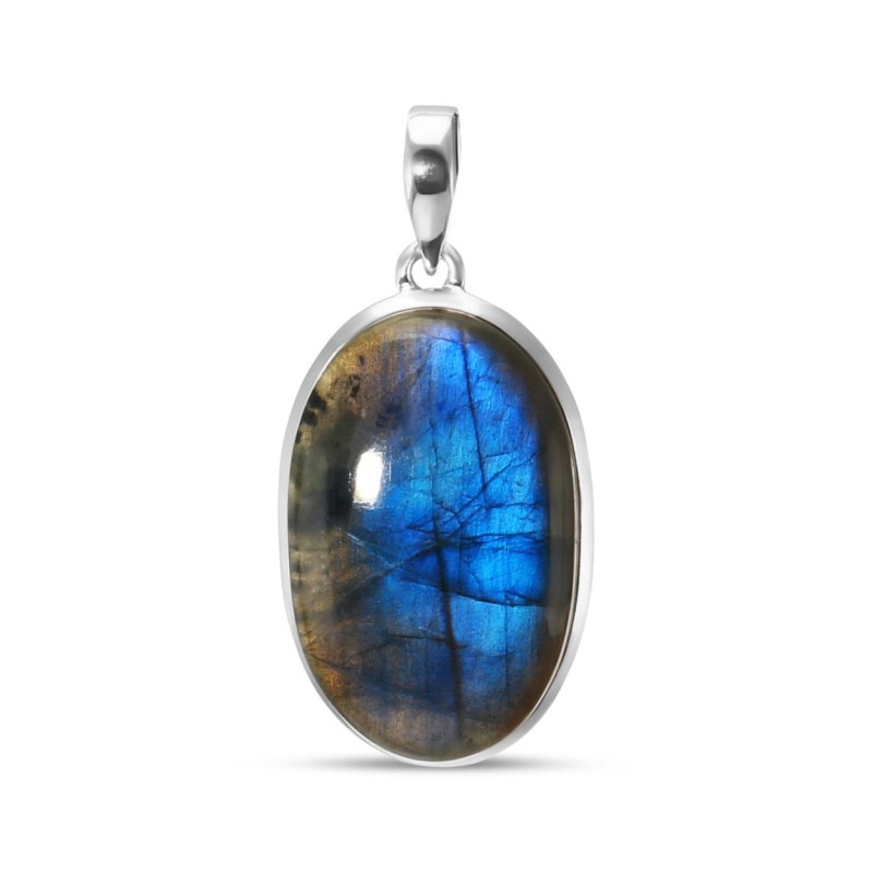 Pendentif Argent 925 Labradorite Ovale 20x31mm