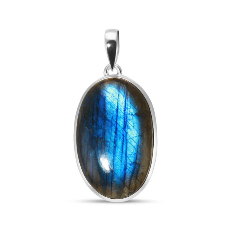 Pendentif Argent 925 Labradorite Ovale 20x32mm