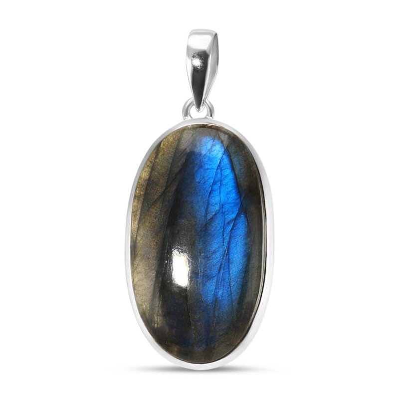 Pendentif Argent 925 Labradorite Ovale 20x35mm