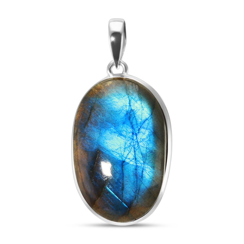 Pendentif Argent 925 Labradorite Ovale 21x33mm